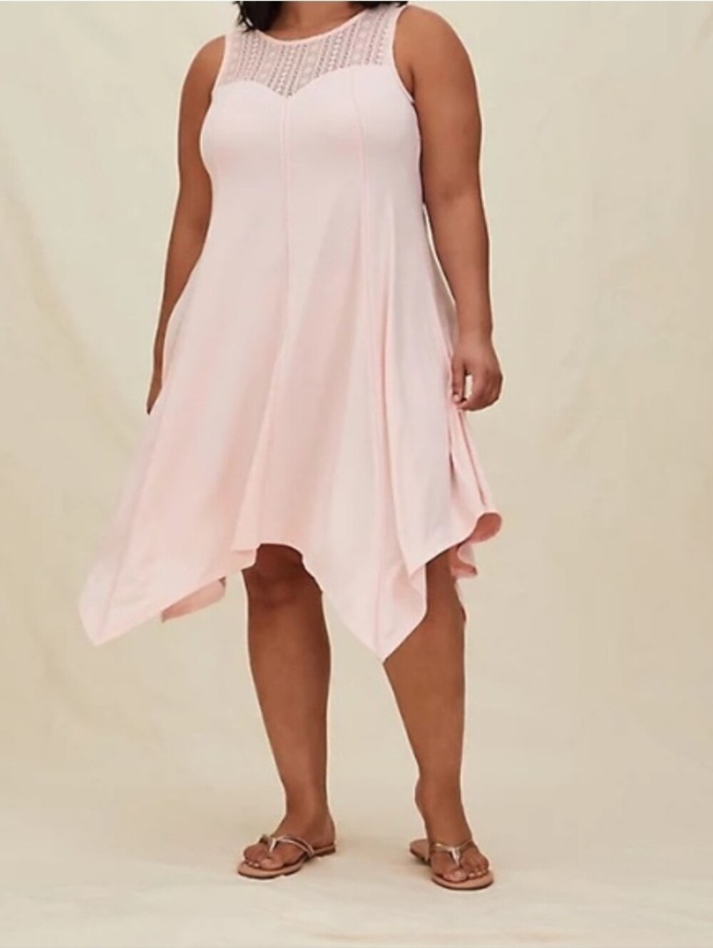 Torrid Light Pink Lace Yoke High-Low Dress